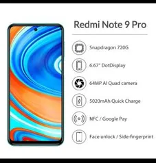 Xiaomi Redmi note 9 pro 128gb 6gb R$ 1300