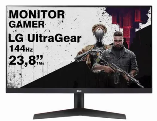 Monitor Gamer 144Hz 1ms LG Ultragear Fhd 23,8 HDR Freesync HDMI DP IPS HDR Freesync Premium Preto - 24GN60R-B