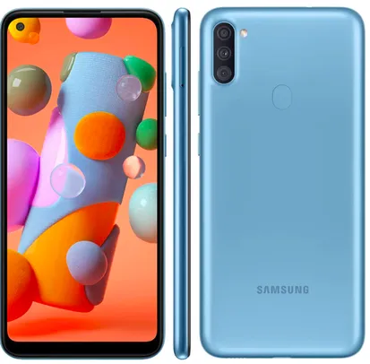 Smartphone Samsung Galaxy A11 Azul 64GB, Câmera Tripla | R$899