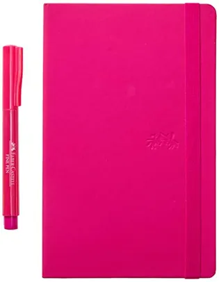 Caderno Pontilhado + Fine Pen, Faber-Castell, Creative Journal, CDNETA/RS, 84 Folhas, Rosa