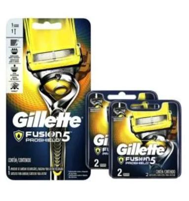 Kit Aparelho de Barbear Gillette Fusion - Proshield 2 Peças + 2 Lâminas - R$54