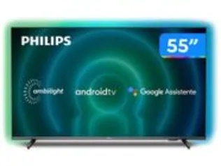 Smart TV 55” 4K UHD D-LED Philips 55PUG7906/78 - Ambilight 60Hz Android Wi-Fi Bluetooth 4 HDMI