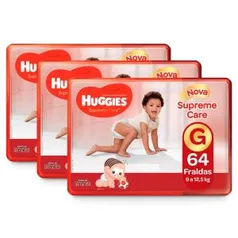 Kit Fraldas Huggies Turma da Mônica Supreme Care M/G/XG/XGG por R$ 150