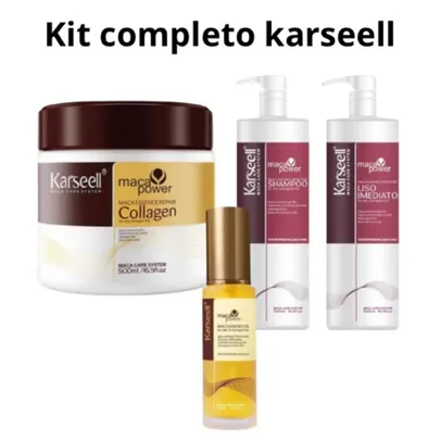 Máscara Karseell + Liso Imediato + Shampoo + Reparador de Pontas