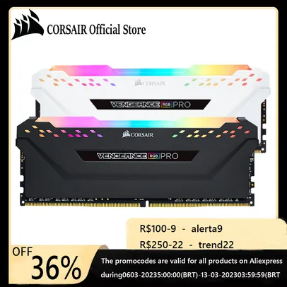 Memória DDR4 RAM CORSAIR Vengeance RGB PRO 2x16gb 3600mhz White