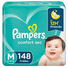 Fralda Pampers Confort Sec M - 148 fraldas