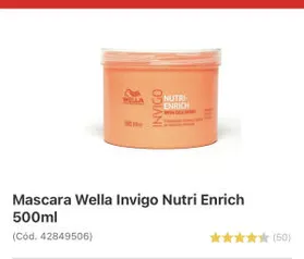 Máscara Wella Invigo Nutri - 500ml | R$ 113