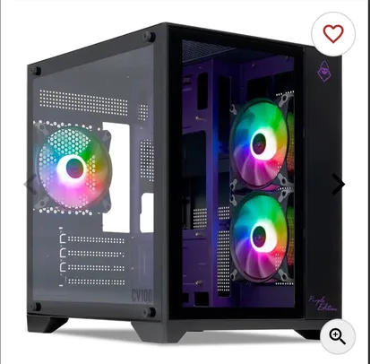 GABINETE GAMER MANCER CV100 PURPLE EDITION, ARGB, MID-TOWER, LATERAL DE VIDRO, COM 3 FANS, PRETO, MC