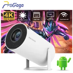 [SEM TAXA] Projetor Portátil HY300 com Android, 1280x720p, Espelhamento de Tela, roda 4K, Wifi, Bluetooth