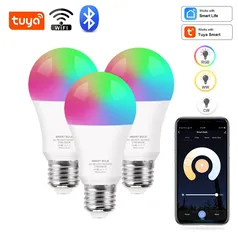 Lâmpadas LED Tuya Smart RGB, Wifi, Bluetooth, Lâmpada Alexa, Assistente do Google, Vida Inteligente, E27, 110V, 220V