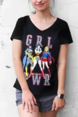 Camiseta Feminina Gola V GRL PWR - R$17,91