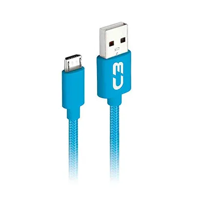 [+Por- R$ 8.5] Cabo USB-Micro USB C3Plus CB-M11BL 1M Azul - Compatível com Android USB-Micro 