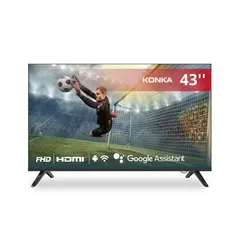 Smart TV Konka LED 43" Full HD, Design sem bordas, comando por voz e Android TV com Bluetooth KDG43