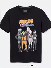 Camiseta Manga Curta com Estampa Frontal Naruto Preto