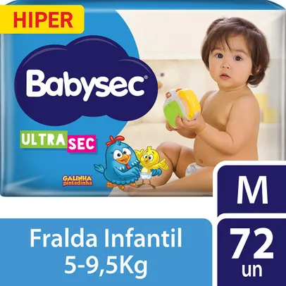 [AME R$54] Fralda Babysec Galinha Pintadinha Ultrasec Hiper Tamanho M 72 unidades