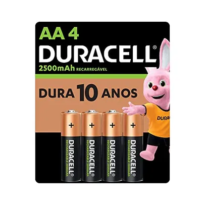 [PRIME] Pilha Recarregável AA Pequena DURACELL Com 4 Unidades