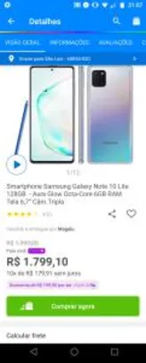 [Clube da Lu + APP] Smartphone Samsung Galaxy Note Lite Aura Glow | R$ 1799
