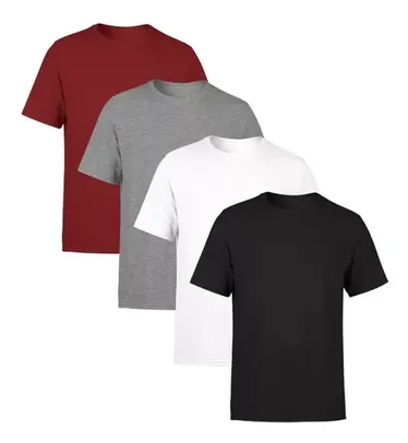 Kit 4 Camisetas  Masculina Lisa Premium 100% Algodão