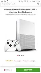 Console Microsoft Xbox One S 1TB + Controle Sem Fio Branco - R$1045