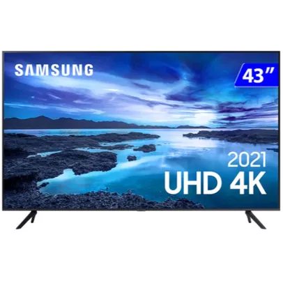 Smart TV Samsung 43" UHD 4K UN43AU7700GXZD Processador Crystal 4K Tela sem limites Alexa built in Co