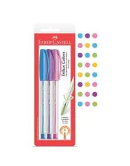 Caneta Esferográfica Triangular, Faber-Castell, Trilux Colors, SM/032COLORS, 3 Cores Sortidas - R$4,70