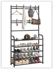 Rack Sapateira Arara Gancho Pendurar 4 Andares Roupa Bolsa Sapato Tenis Sandalia Multiuso Decoraçao Closet Sala Quarto Organizaçao