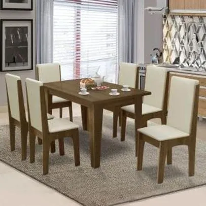 Conjunto de Mesa Miami 1,37m com 6 Cadeiras Castanho