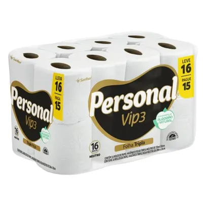 (APP) Papel Higiênico Personal VIP Folha Tripla com 16 rolos de 20M