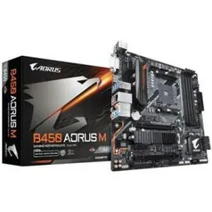 Placa-mãe Gigabyte Aorus B450 Aorus M, AMD AM4, mATX, DDR4 - R$800