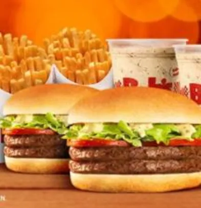 2 Bob’s Burger M + 2 Batatas Palito M + 2 Milk P ou 2 Refri M no Bob's por R$25,50
