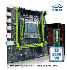 Kit Placa-Mãe X99-8D4 com CPU LGA2011-3 Xeon E5 2650 V4 - 16GB DDR4 2133MHz RAM