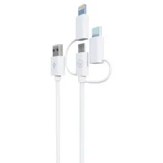 Cabo 3 Em 1 iwill Micro Usb/Usb-C 1M Branco Mfi - R$43