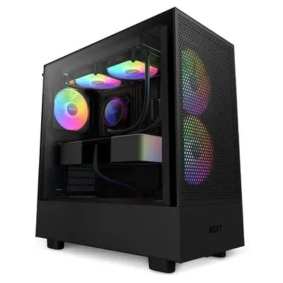 Gabinete Gamer NZXT H5 Flow, Mid Tower, ATX, 4x Fans, Lateral em Vidro Temperado, Cooler Fan RGB, Preto