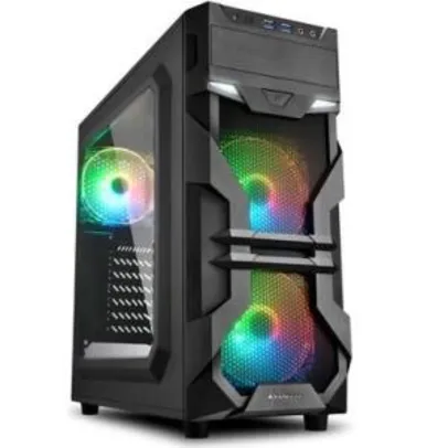 Gabinete Gamer Sharkoon VG7-W, Mid Tower, RGB, 3 Coolers, Lateral em Acrílico, Preto