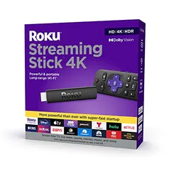 Roku Streaming Stick 4K | Dispositivo de streaming 4K/HDR/Dolby Vision com controle remoto de voz Ro