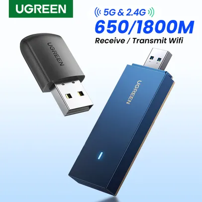 Ugreen Adaptador Wifi Ac650mbps 5ghz & 2.4ghz Para Pc portátil e desktop