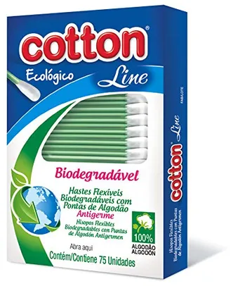 [Prime] Hastes Flexíveis Biodegradável C/75 Unid, Cotton Line | mín 2 unid | R$1,26 cada