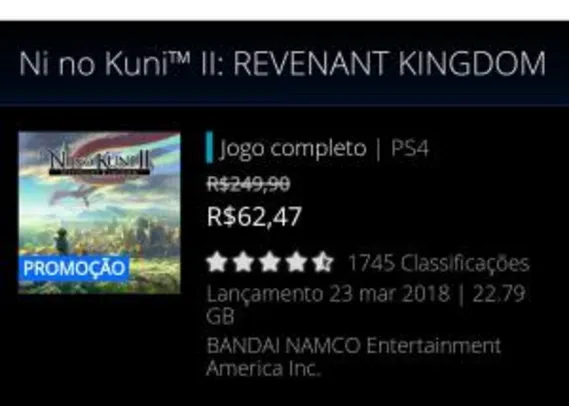 Ni No Kuni 2: Revenant Kingdom PS4 | R$63