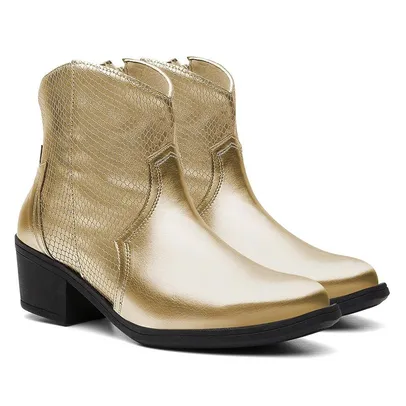 Bota Feminina Texana Croco Cano Médio Casual Conforto Estilo