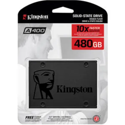 SSD Kingston A400 480GB - 500mb/s para Leitura e 450mb/s para Gravação R$ 269