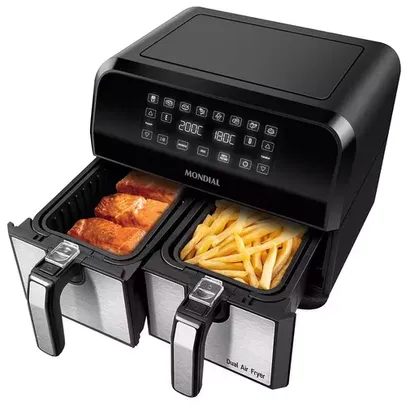 Fritadeira Air Fryer Dualduplo Cesto 8l Mondial Afd01bi 127v