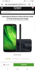 Moto G6 play por R$564,90 no boleto bancário.