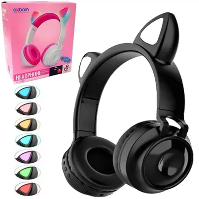 [AME R$62] Fone Orelhas Gatinho Headphone Sem Fio Bluetooth Preto