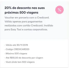 20% OFF pagando com Credicard