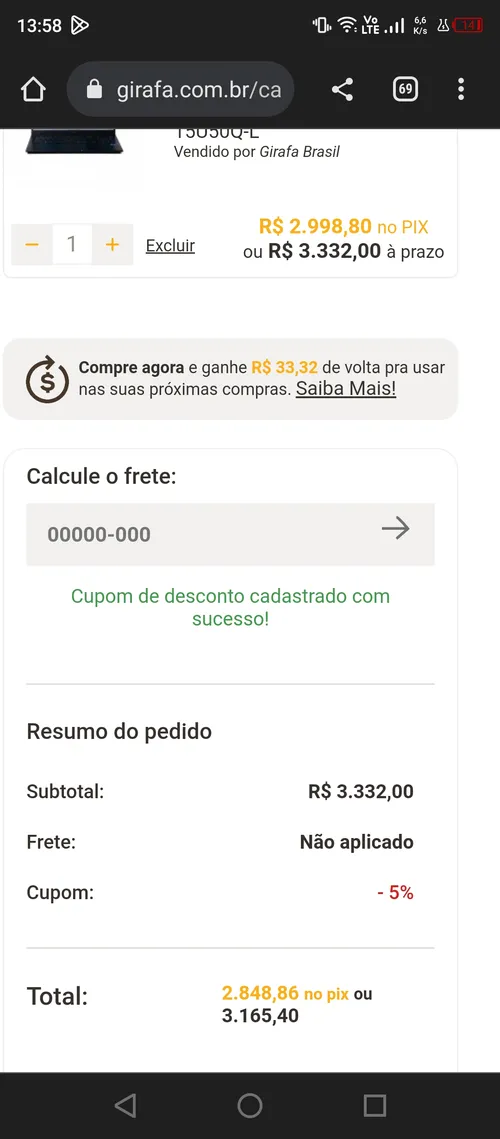 Imagem na descrição da promoção