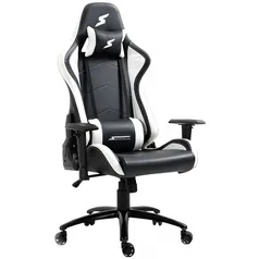 Cadeira Gamer SuperFrame Hunter, Reclinável, Suporta até 180KG, Preto e Branco