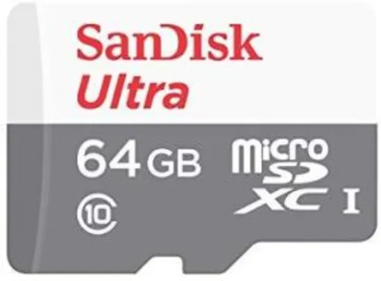 Cartão Micro SD Sandisk 64GB 80mb/s Sdxc Cl 10 Lacrado - R$47