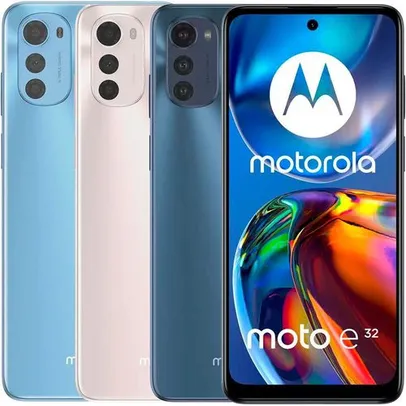 Smartphone Motorola E32 64GB 4G Wi-Fi Tela 6.5'' Dual Chip 4GB RAM Câmera Tripla + Selfie 8MP