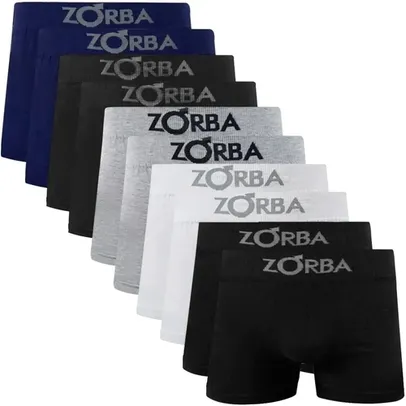 Kit Com 10 Cuecas Boxer Zorba Algodão Sem Costura 