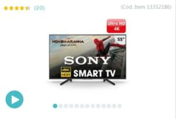 Smart TV LED 55" UHD 4K Sony BRAVIA KD-55X705F com HDR, X-Reality Pro, Motionflow XR 240, X-Protection PRO - R$199